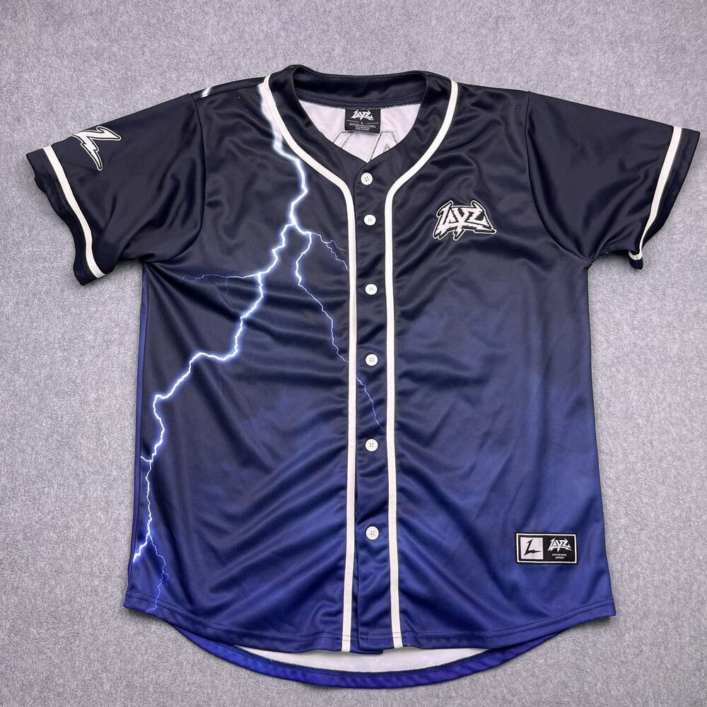 layz 2022 edm jersey blue short sleeve mens large